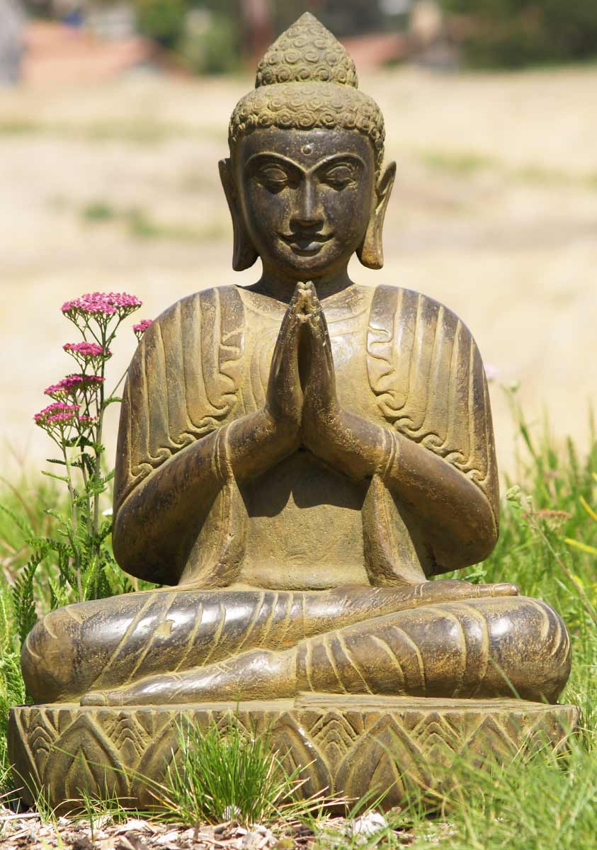 Stone Garden Wai Buddha Statue 28"